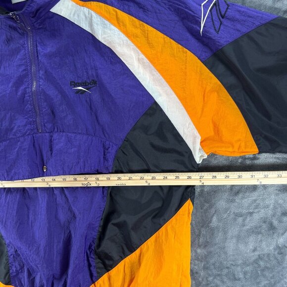 Vintage Reebok Windbreaker Jacket Men XL Purple 1/2 Zip Anorak Hooded 90s Suns - Picture 8 of 13